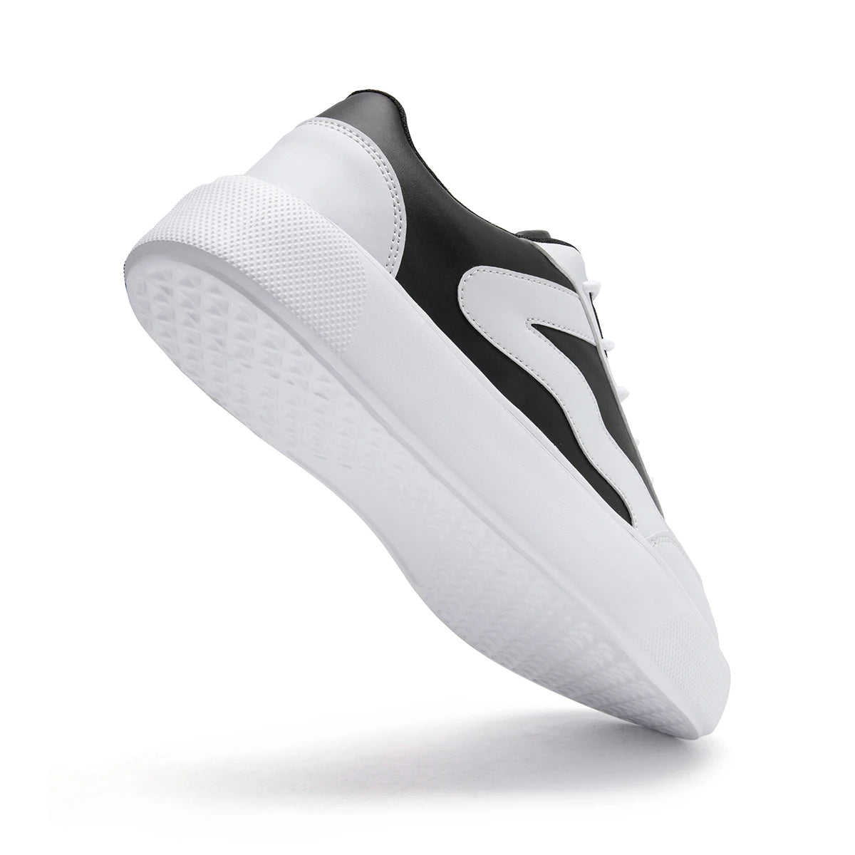 Outdoor Men's Sneakers Comfortable Leather Men's Platform Shoes Casual Lace-up Vulcanized Shoes Black White Walking Shoes - Clikcy