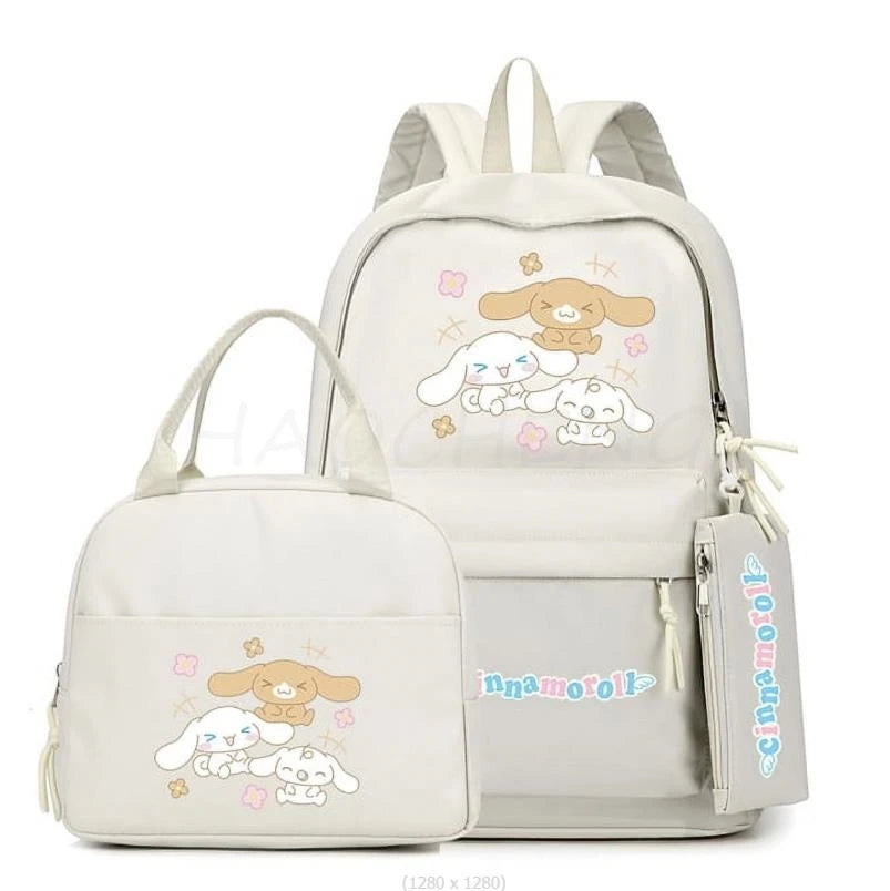 3Pcs/set Cinnamoroll Backpack Teen Girl Student Back To School Schoolbag Lass Anime Lunch Bag Pencil Case Women Leisure Rucksack - Clikcy