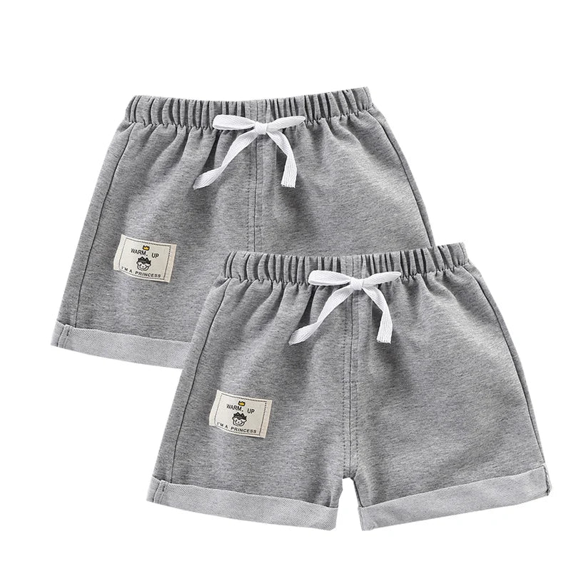 2pcs Cotton Summer Kids Shorts Boys Girls Solid Color Short Baby Cartoon Casual Pant Children Short Pant Sport Clothing Outwear - Clikcy