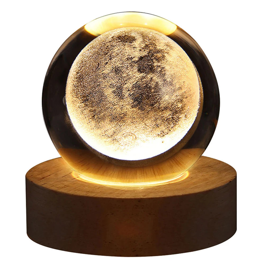 Unique 3D Crystal Ball Lamp with Galaxy and Planetary Projections USB Night Light for Cozy Atmosphere plasma ball - Clikcy