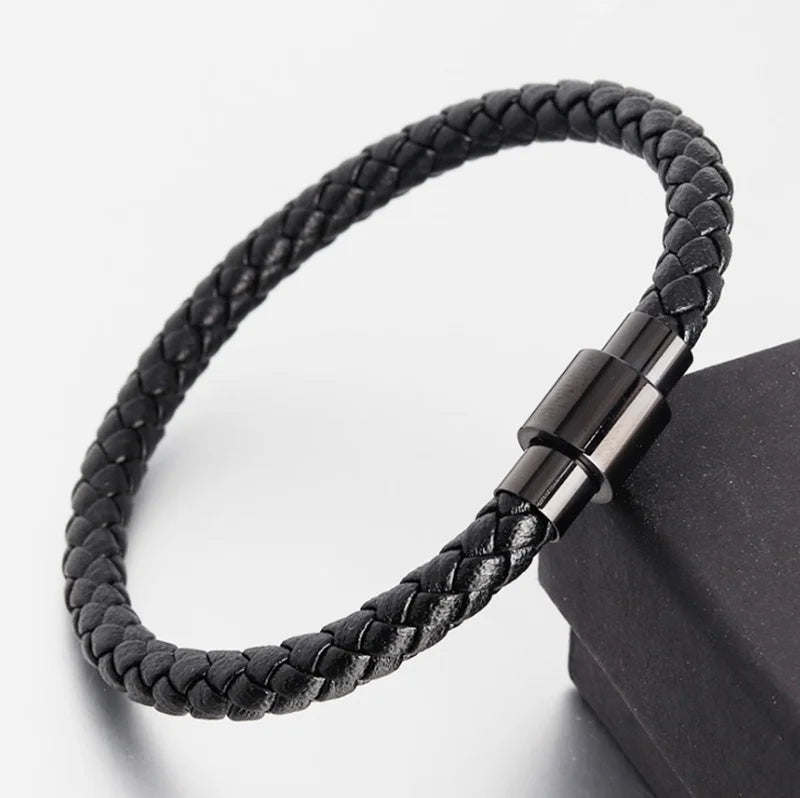 Classic Black Multilayer Leather Bracelet Men Casual Punk Party Jewelry Male Hand Band Gift - Clikcy