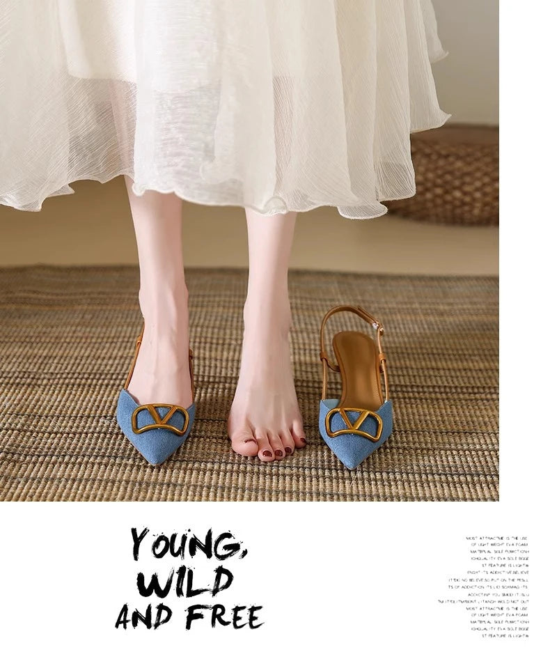 Fashion Slingback Black Comfortable Women Summer Pumps Shoes Outside Very High Heel Sandals 2025 Trend for Wedding Party Dress - Clikcy