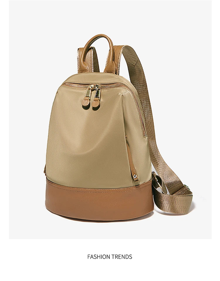 Marino Orlan Cow Leather Backpack for Women 2025 New Fashion Spring&Summer Waterproof Nylon Cloth Travel Student School Bag - Clikcy