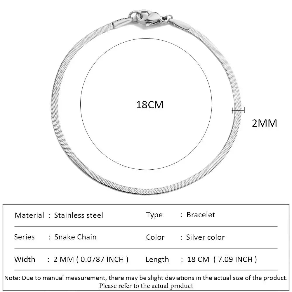 SUNIBI Classic Snake Chain Bracelets for Women Trend  Fashion Stainless Steel Cuban Chain Bracelet Trendy Woman Gifts Jewelry