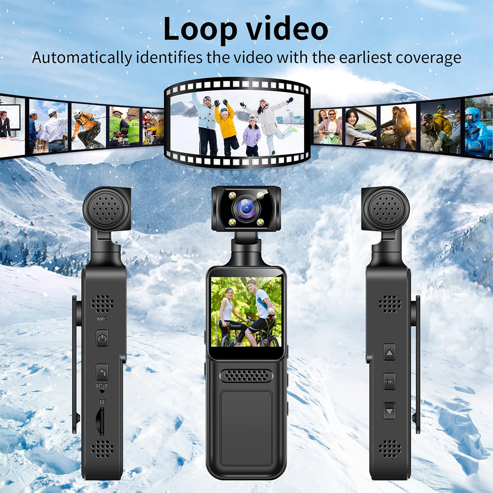 128GB 4K Ultra HD Action Mini Camera 180 Rotatable Vlog Wifi Sports Cam Waterproof Case Helmet Travel Bicycle Driver Recorder - Clikcy