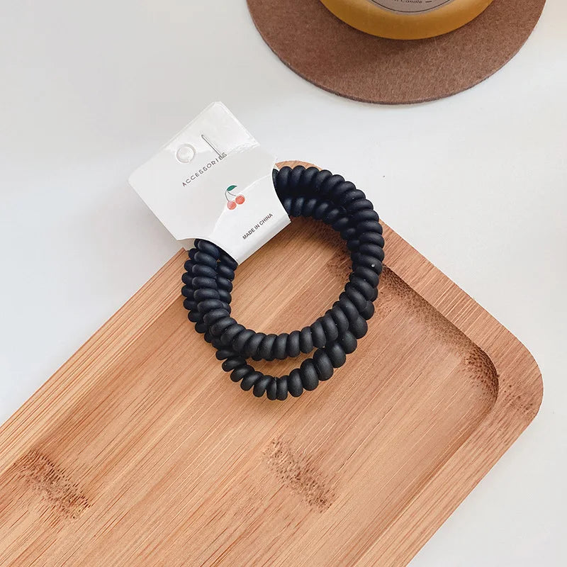 Elastic Knit Telephone Wire Hair Bands Girl Woman Hair Accessories Rubber Band Headwear Hair Rope Spiral Shape Hair Ties - Clikcy