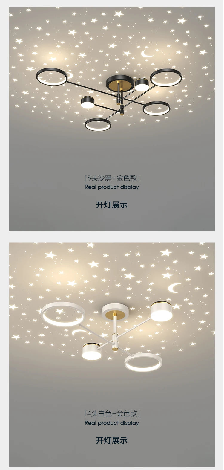 2025 New Chandeliers Romantic Starry Modern Ceiling Light Fixture 6 Lights White Creative Home Stepless Dimmable  Ceiling Lamp - Clikcy