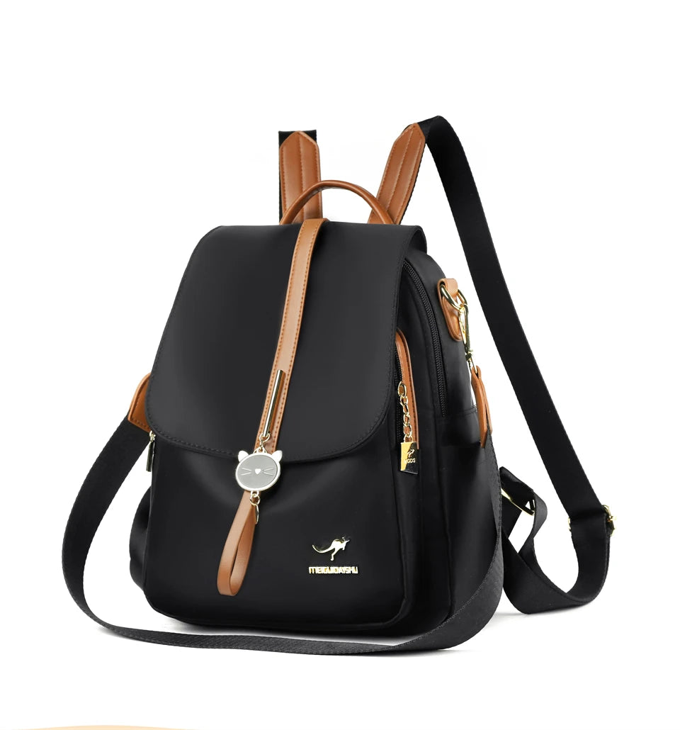 Cute Pendant Backpack Women Waterproof Nylon Back Pack Fashion College Daypack High Capacity School Bag for Girls Travel Bag - Clikcy