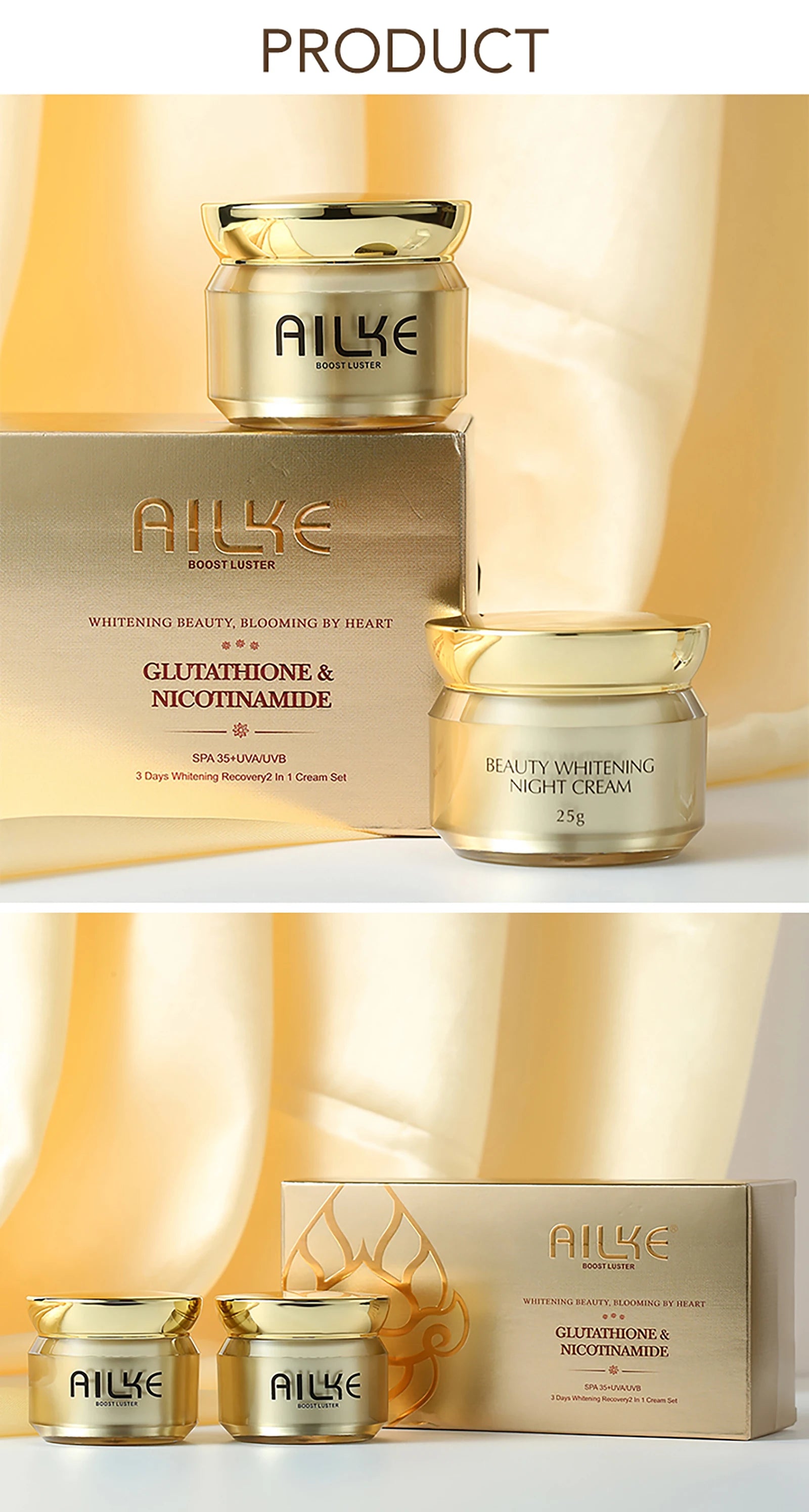 AILKE Whitening Moisturizing Facial Cream, Naturally Brighten Skin Tone, Remove Dark Spots, Clean Skin With Nicotinamide Spf35+ - Clikcy