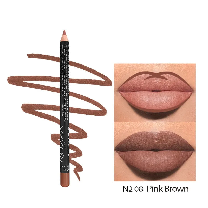 14 Color Nude Matte Lipstick Pencil Long-lasting Waterproof Lip Pencil High Pigmented Lip Liner Lip Makeup Tool - Clikcy