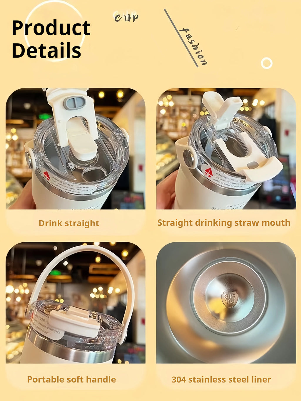 21oz/31oz Stainless Steel Tumbler with Straw Insulated Thermos Coffee Cup with Handle Water Bottle Travel Car Cups Copo Termo - Clikcy