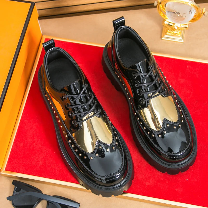 Men Casual Office Business Formal Oxford Thick Bottom Dress Shoes Men Gentleman Outdoor Patent Leather Wedding Shoes Fashion - Clikcy