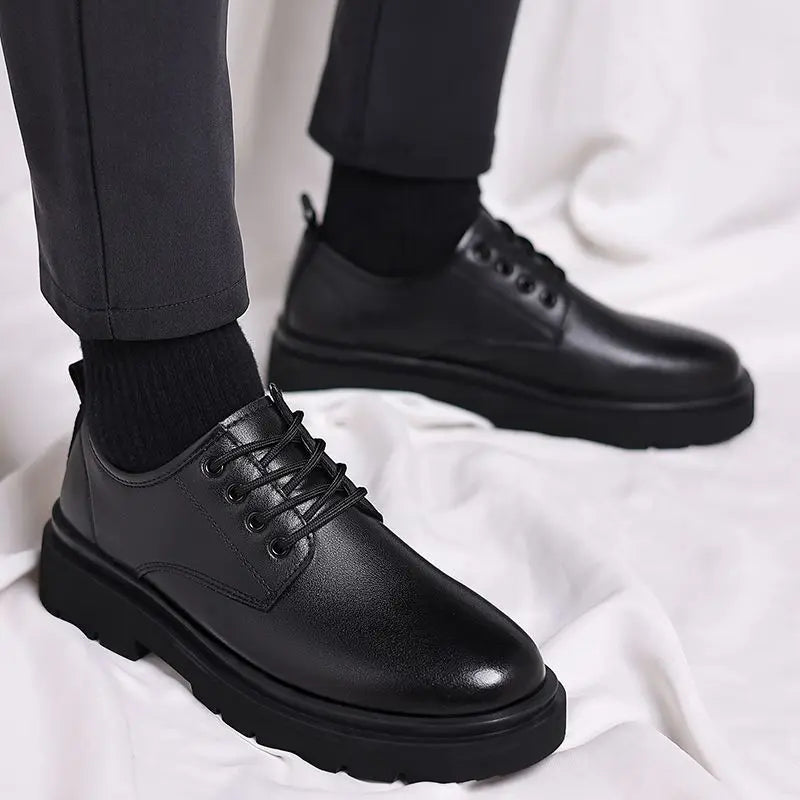 Leather Casual Round Toe Social Shoe Male Black Men's Formal Shoes Business Cheap Clearance Liquidation Clothing 2024 Trend 39