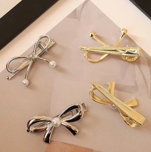 1/4pcs Mini Gold Metal Bow Hair Clips Little Girls Sweet Candy Pearl Bow Knot Hairpins Hairgrips Barrette Hair Accessories - Clikcy