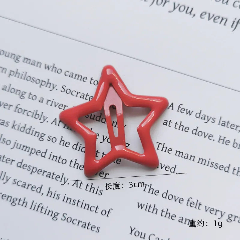10pcs Colorful Star BB Hair Clips Girls Y2K Cute Star Barrettes Women Simple Metal Snap Clip Headdress Hair Jewelry Accessories