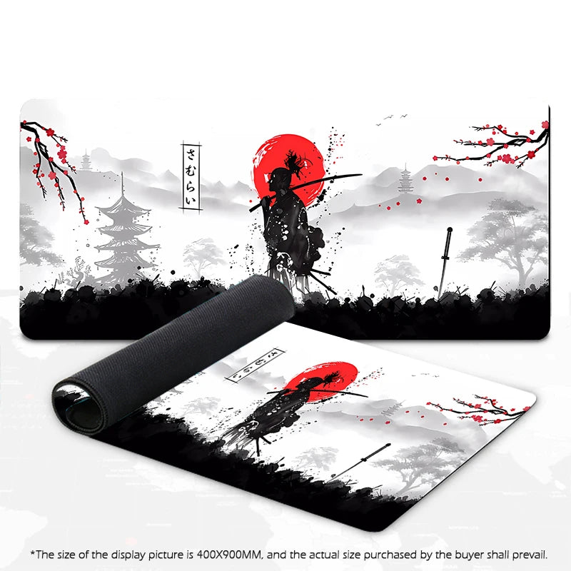 Samurai Warrior Mouse Pad Gamer Computer Accessories Keyboard Table Mat Black Mousepad Company Gaming Laptop Desk Accessory Pc - Clikcy