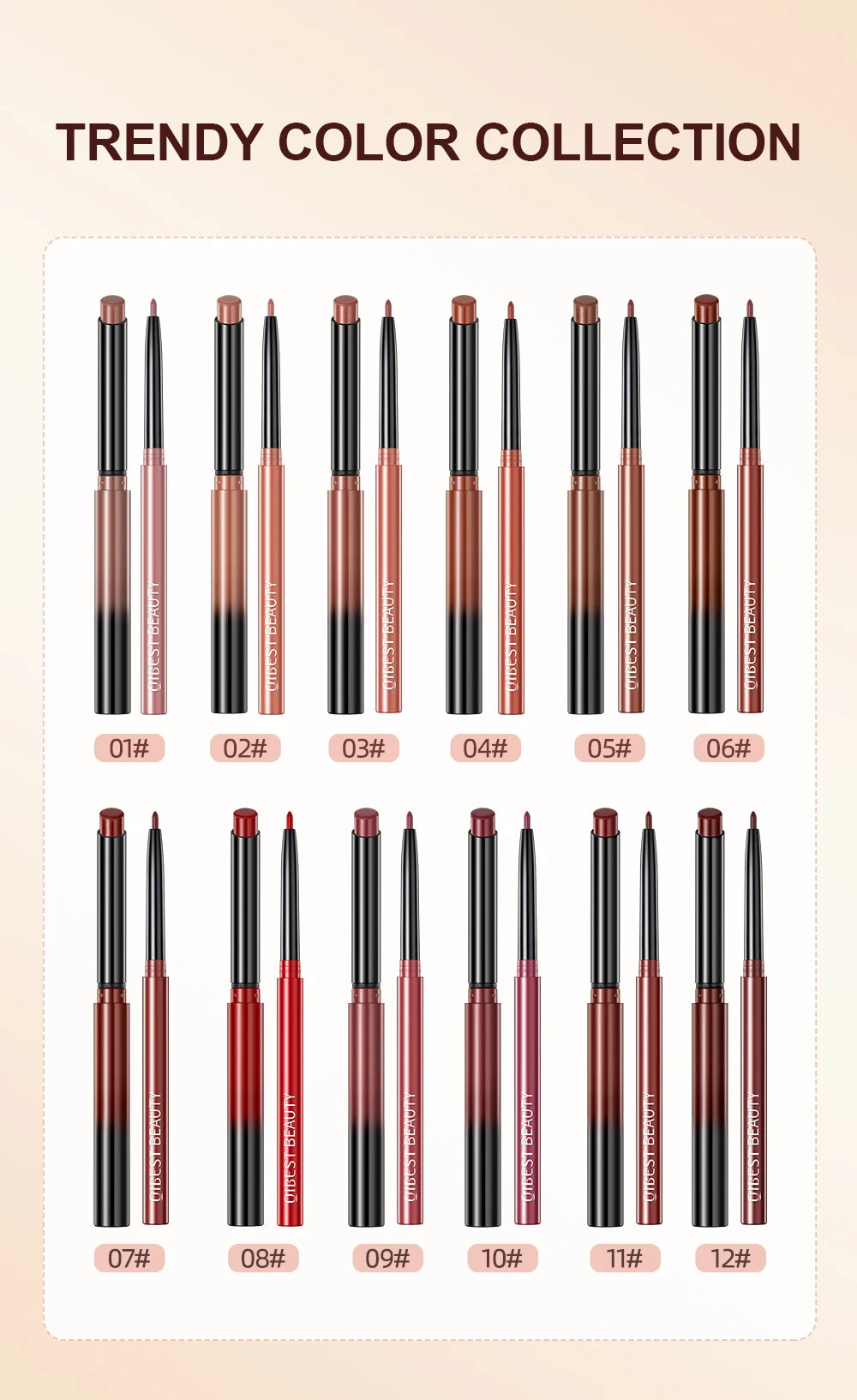 2023 New Matte Nude Lipstick Pen Long Lasting Lipliner Lip Pencil Waterproof Lip Liner Contour Sexy Red Lip Makeup Set For Women - Clikcy