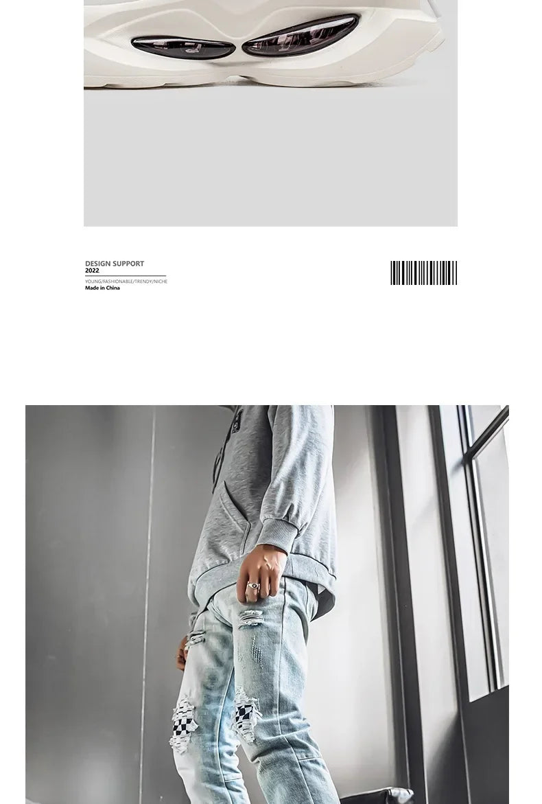 Waterproof Thick Bottom Dad Shoes Outdoor Sports Black Leather Surface Pure Color Spring Autumn Seasonal Style Casual Sneakers