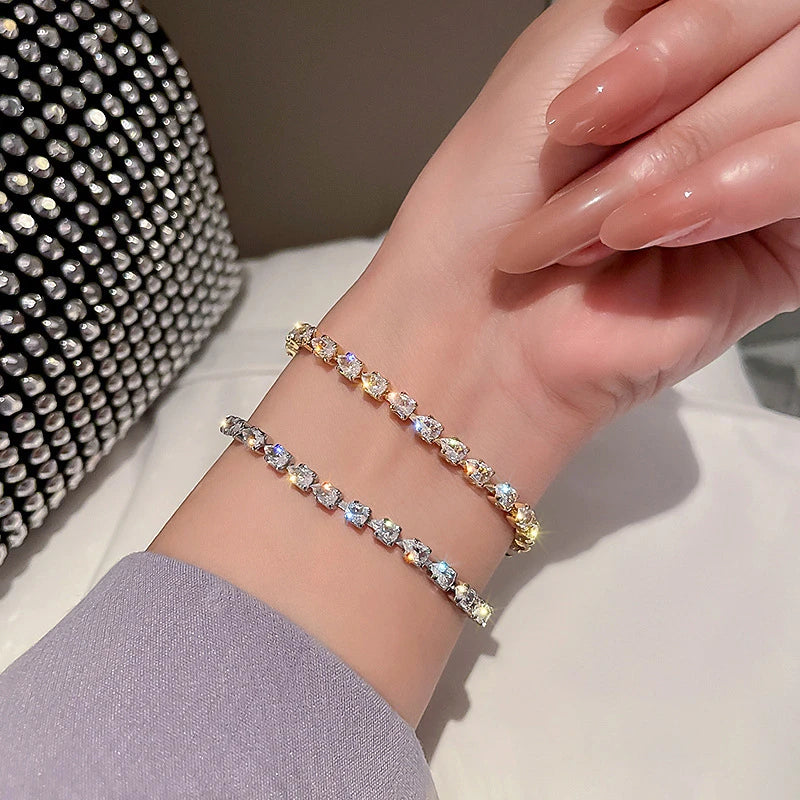 New Fully Inlaid Rhinestone Adjustable Gold Plated Shiny Women's Bracelet Fashion Droplet Shape Zircon Bracelet Jewelry Gift - Clikcy