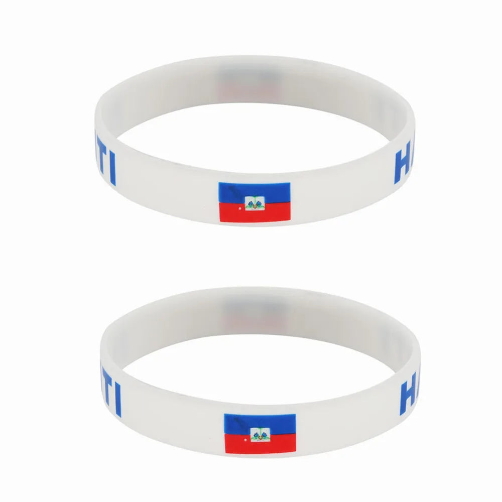 2pcs Haiti Flag Silicone Bracelets Sport Game Wristband National Flags Wrist Strap for Men Women Rubber Band Fashion Accessories - Clikcy