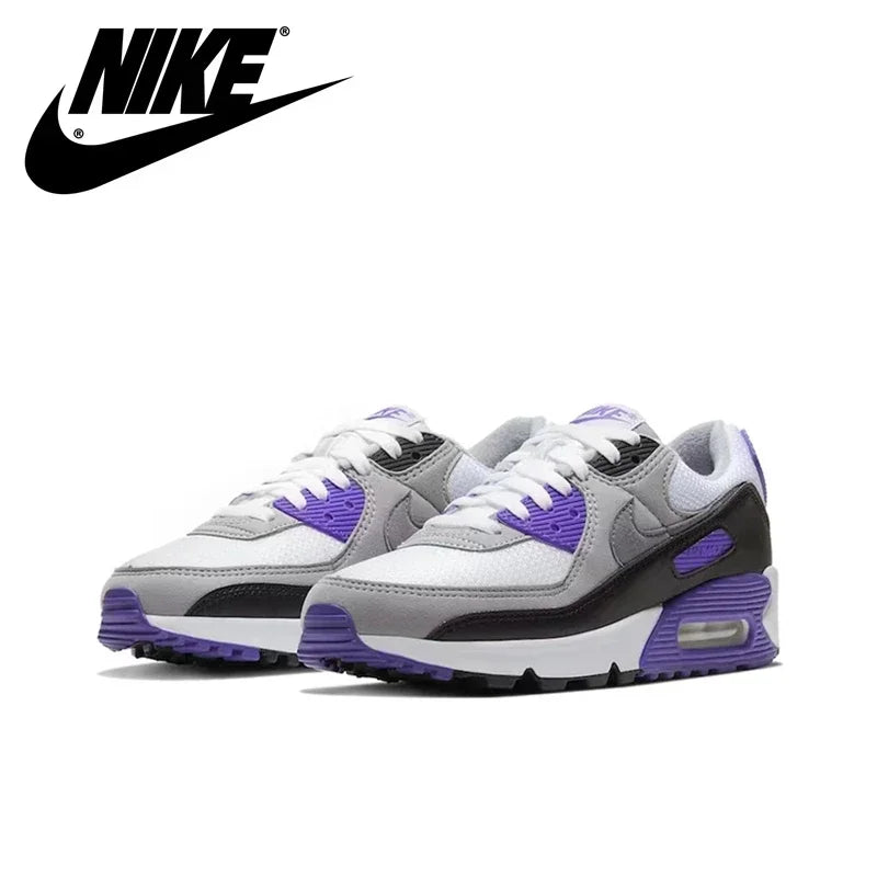 Nike Air Max 90 Men's and Women's Running Shoes Breathable Retro Waffle Shoes Forrest Gump Shoes Black and White Gray/white Hook