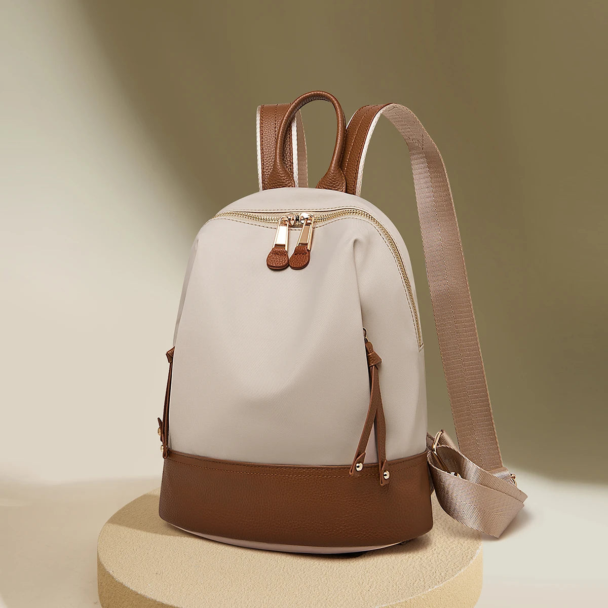 Marino Orlan Cow Leather Backpack for Women 2025 New Fashion Spring&Summer Waterproof Nylon Cloth Travel Student School Bag - Clikcy