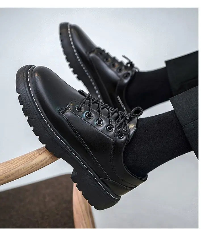 Men's Chef Shoes Casual Work Leather Shoes Business Kitchen Black Shoes Comfortable Breathable PU Insole Rubber Outsole