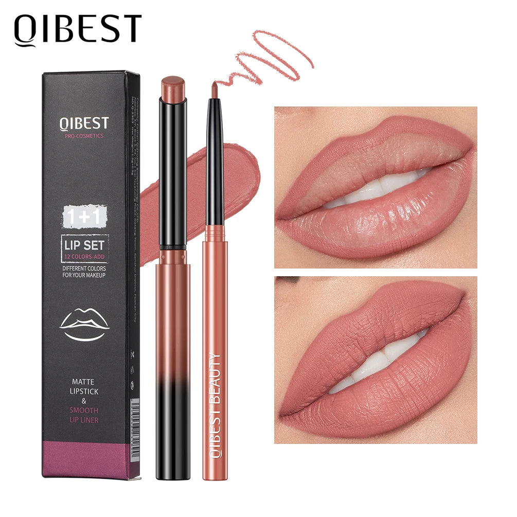 2023 New Matte Nude Lipstick Pen Long Lasting Lipliner Lip Pencil Waterproof Lip Liner Contour Sexy Red Lip Makeup Set For Women - Clikcy
