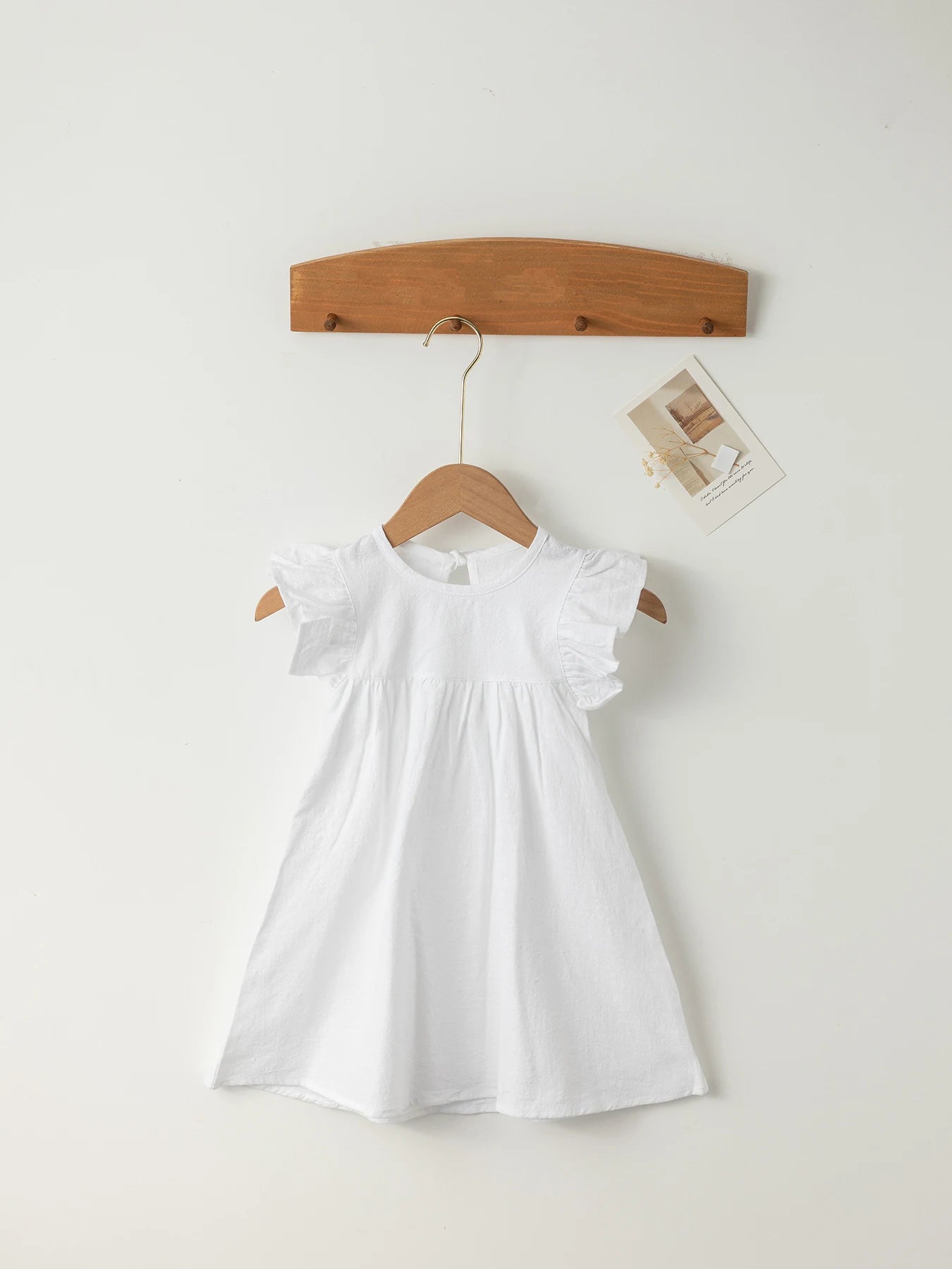 Baby Girls' Flying Sleeve Dress Tie-back Overall Dress Cotton Kids Casual Clothes Summer 2024 - Clikcy