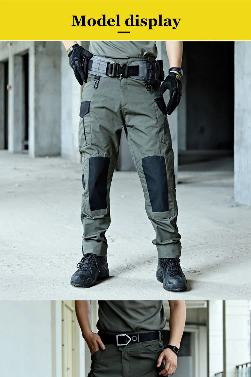 Wear-Resistant Outdoor Tactical Pants Mens Casual Cargo Trousers New Multi-pocket Waterproof Pant Work Hiking Training Trousers - Clikcy