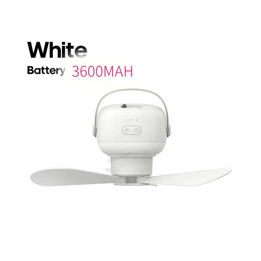Portable Ceiling Fans Outdoor Camping Fan Tent Ventilator Cooler Rechargeable Electric Fan Remote Control LED Lighting - Clikcy