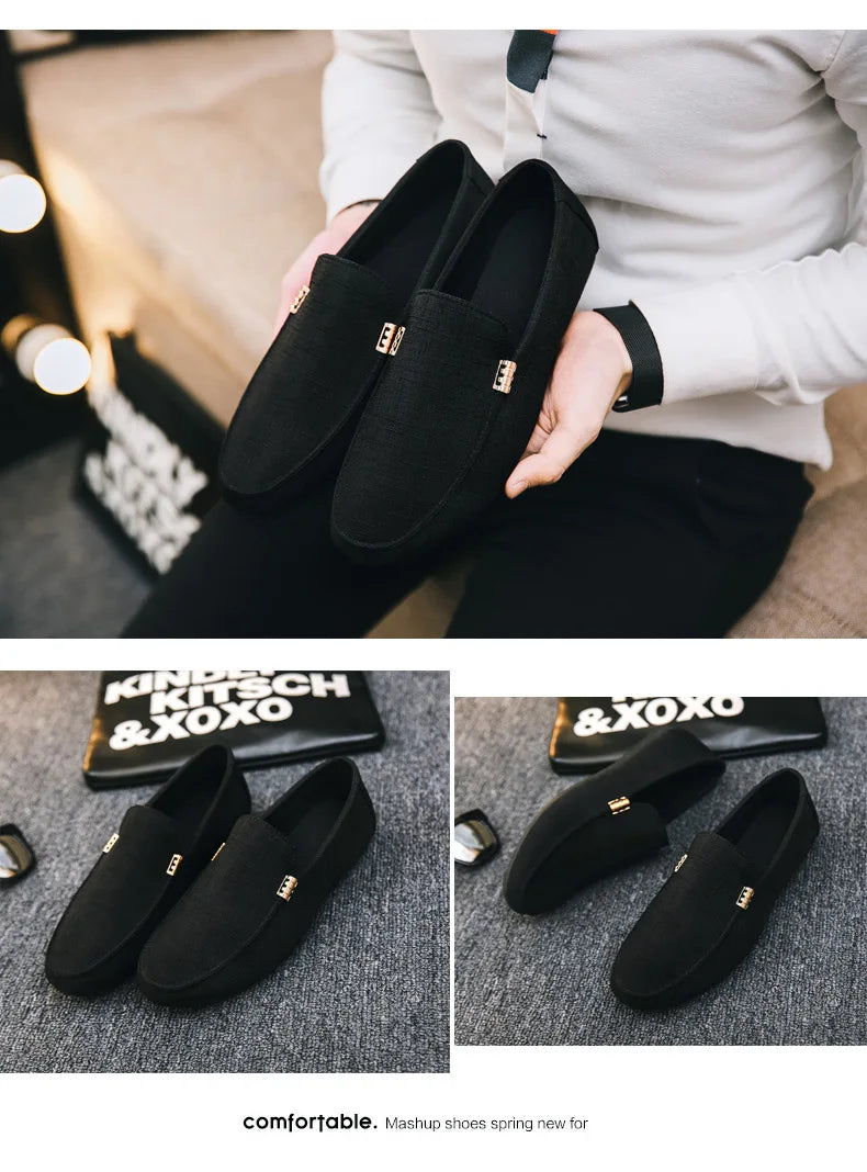 Black Loafers for Men Soft Bottom Casual Shoes Classic Comfort Moccasins Shoes Man Flat Driving Shoes Light Male Walking Sneaker