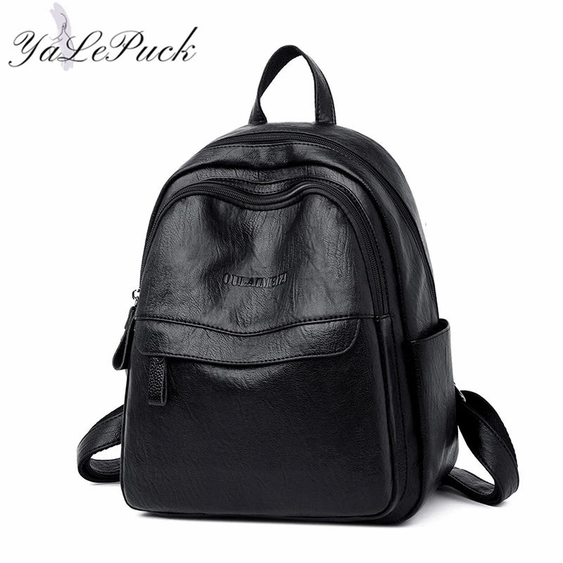 New Women Leather Backpack Designer Shoulder Bags for Women 2023 Back Pack School Bags for Teenage Girls Mochila Feminina - Clikcy