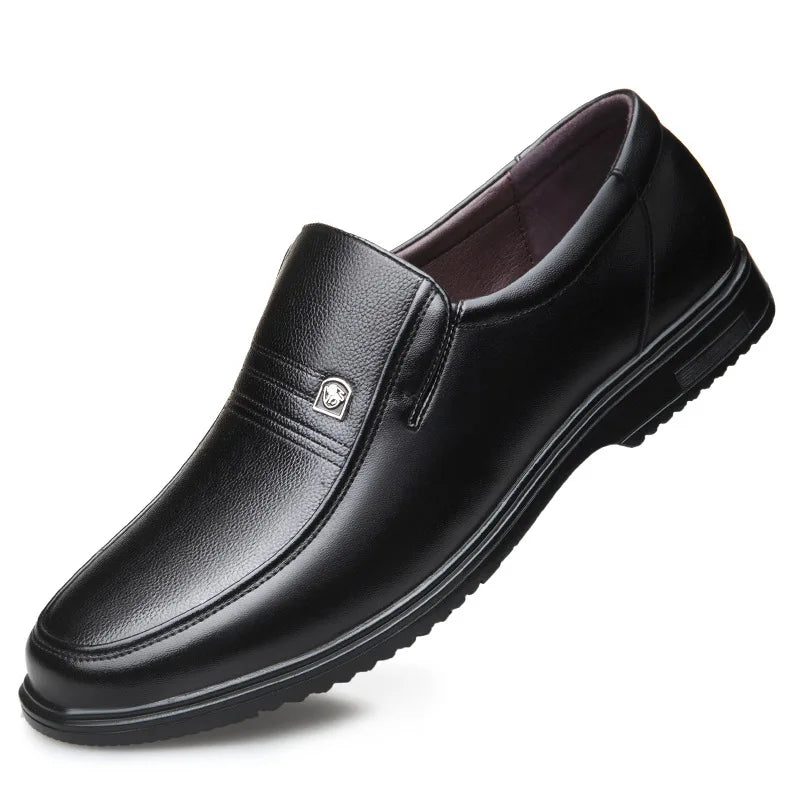 Leather Men Formal Shoes Luxury Brand 2025 Men's Loafers Dress Moccasins Breathable Slip on Black Driving Shoes Plus Size 38-46 - Clikcy