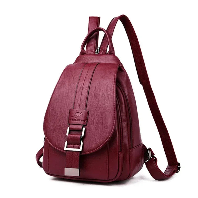 Multifunctional Women Leather Backpacks Vintage Backpack For Teenager Girls School Chest Bag Travel Bagpack Ladies Sac Back Pack - Clikcy