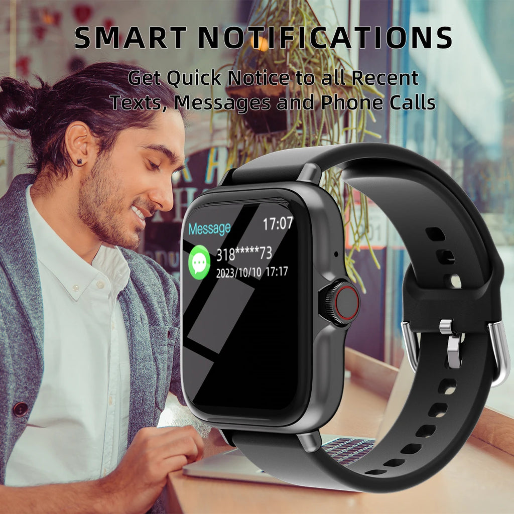 1.83'' Waterproof Smart Watch with Message Answer Call Sleep Monitoring Sports Pedometer Information Alerts For iPhone Android - Clikcy