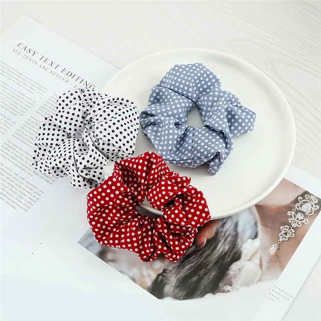 3Pcs/Lot Korean Printing Large Hair Bands For Women Girl Elastic Hair Ring Fashion Scrunchies Dating Party Headdress Accessories