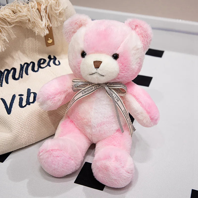 30CM Kawaii Colorful Bow Tie Bear Doll Plush Toy Hug Bear Doll Birthday Gift Pillow Teddy Bear Home Living Room Bedroom - Clikcy