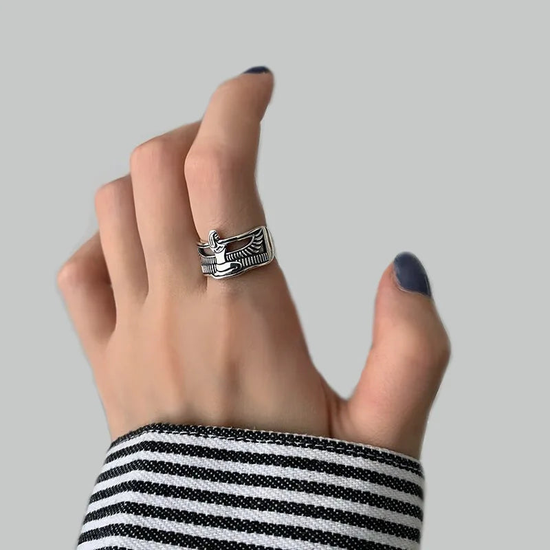 Elegant Retro Egypt Queen Thai Silver Ladies Finger Open Rings Jewelry For Women Never Fade Birthday Gifts Cheap - Clikcy