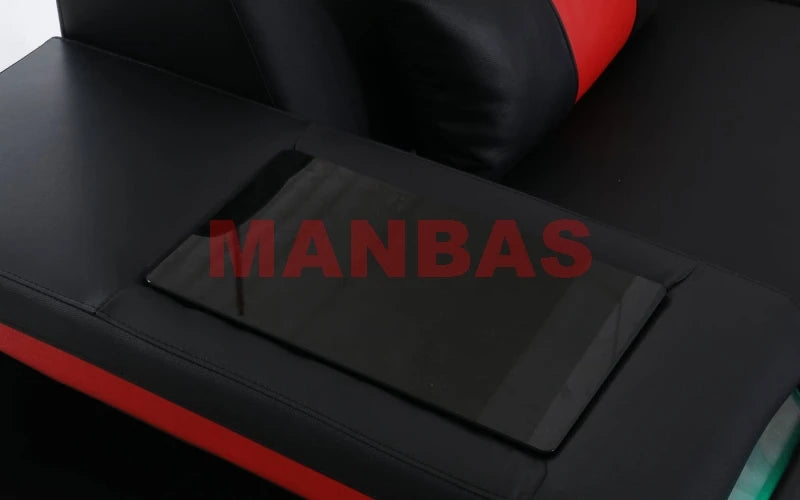 MANBAS Italian Genuine Leather Sectional Sofa with LED Lights | Futuristic Furniture U Shape Couch Living Room Big Sofas Set - Clikcy