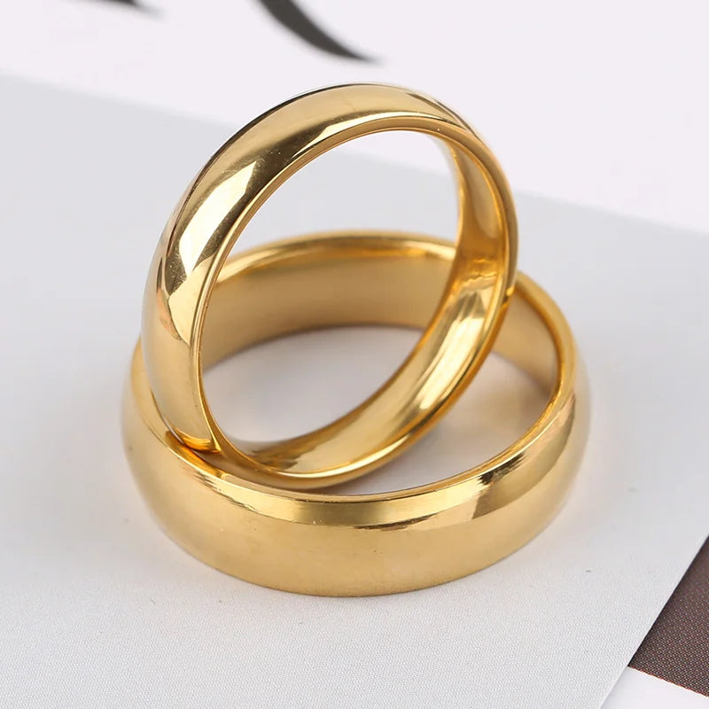 Fashion Simple Gold Plated Glossy Ring Classic Couple Banquet Exquisite Jewelry - Clikcy