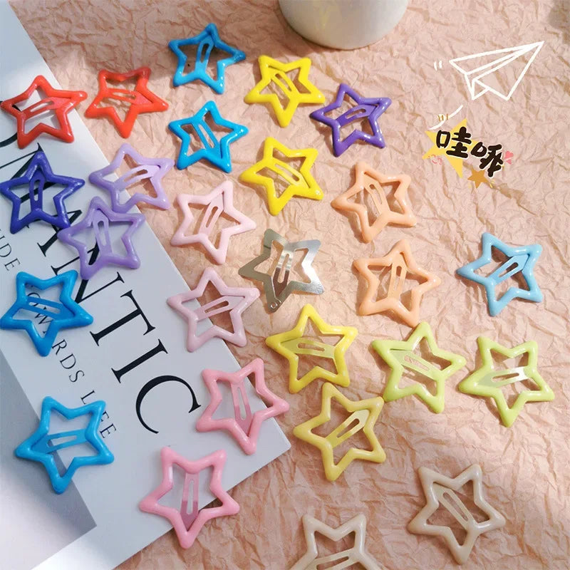 10pcs Colorful Star BB Hair Clips Girls Y2K Cute Star Barrettes Women Simple Metal Snap Clip Headdress Hair Jewelry Accessories - Clikcy
