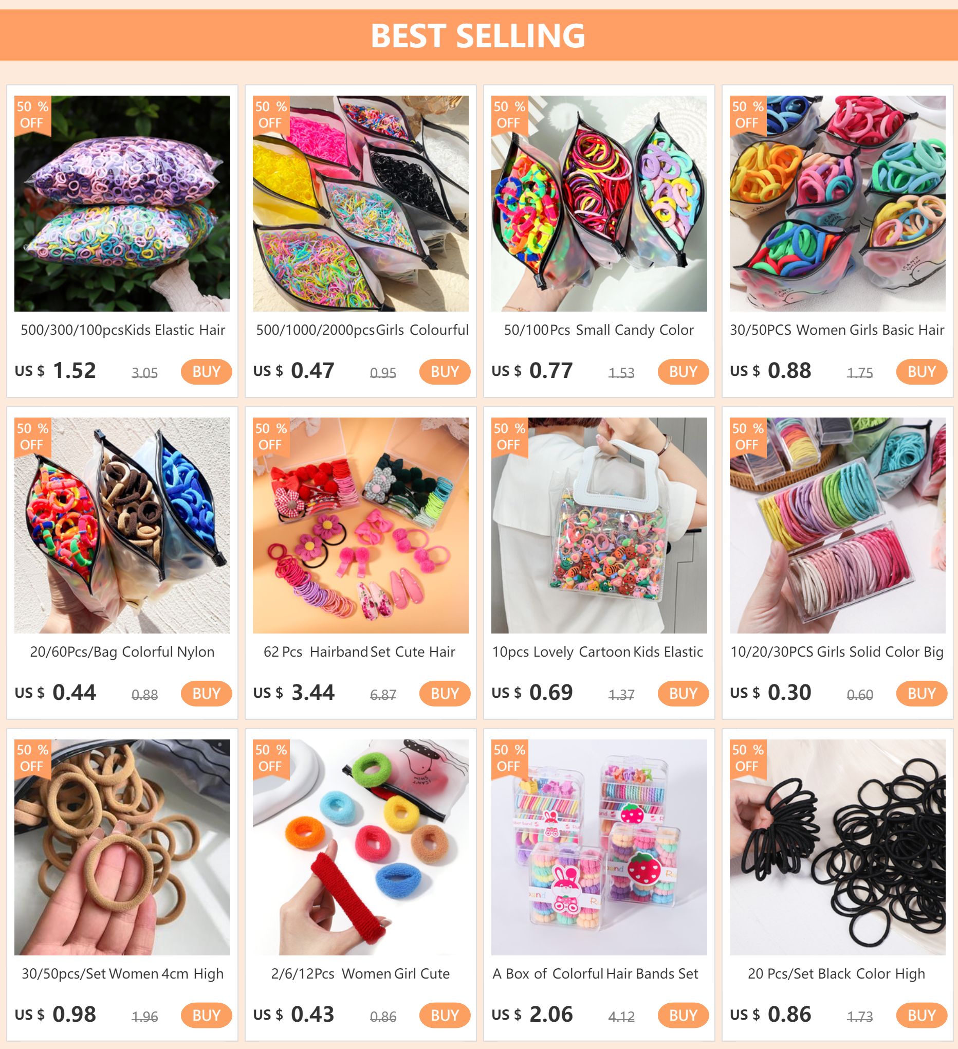 20/50pcs Kids Elastic Hair Bands Girls Sweets Scrunchie Rubber Band for Children Hair Ties Clips Headband Baby Hair Accessories - Clikcy