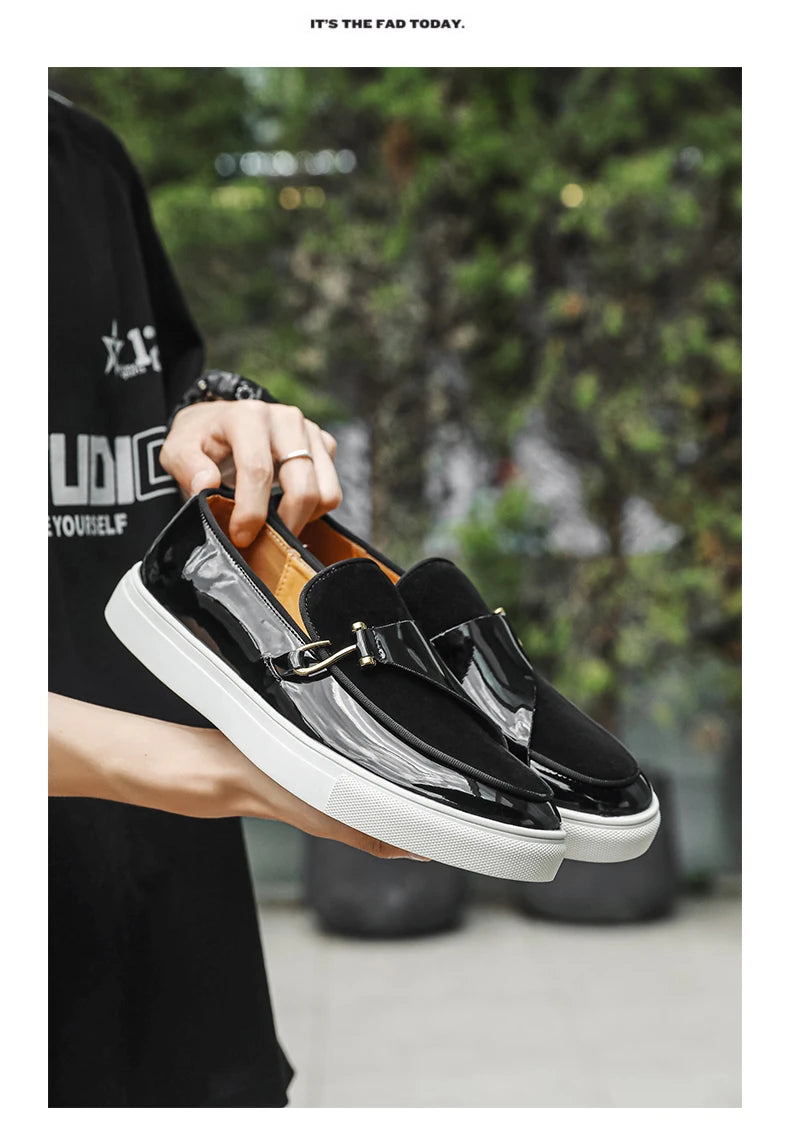 Hight Quality Casual White Leather Shoes For Men New Platform Walking White Sneakers Male British Style Loafers Yuppie Men 2025 - Clikcy