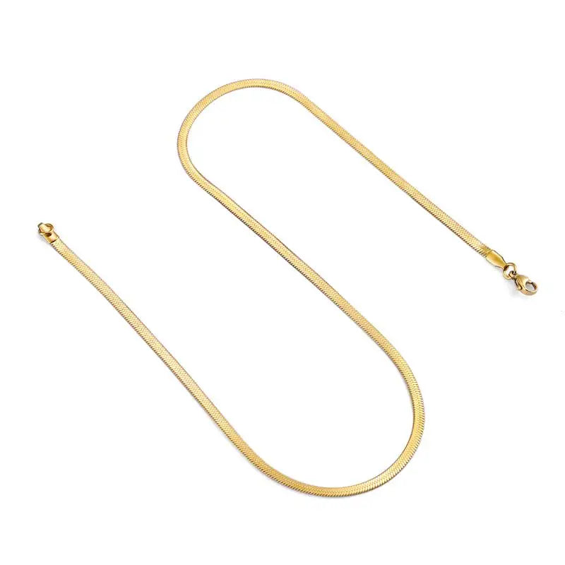 Stainless Steel Flat Necklace Waterproof Filmy Snake Chain For Men Women Various Length Choker Clavicle Necklace Jewelry Gift - Clikcy