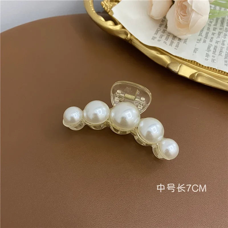 Elegant Hyperbole Big Pearls Acrylic Hair Claw Clips Big Size Makeup Hair Styling Barrettes for Women Hair Accessories