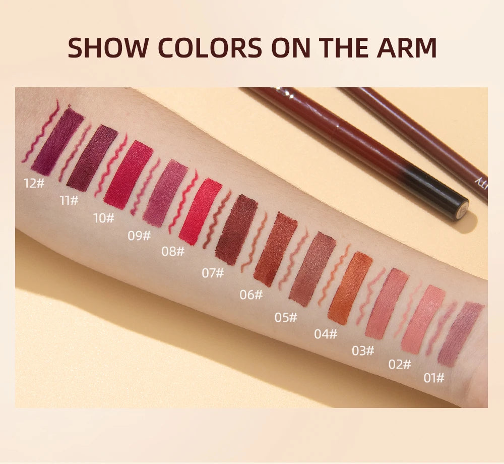 2023 New Matte Nude Lipstick Pen Long Lasting Lipliner Lip Pencil Waterproof Lip Liner Contour Sexy Red Lip Makeup Set For Women - Clikcy