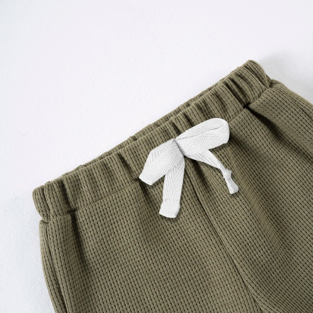 Kids Suit Summer Boys Girls Solid Colour Suit 0-6Y Cute Bear Short Sleeve + Breathable Shorts 2pcs Comfortable and Skin-friendly - Clikcy