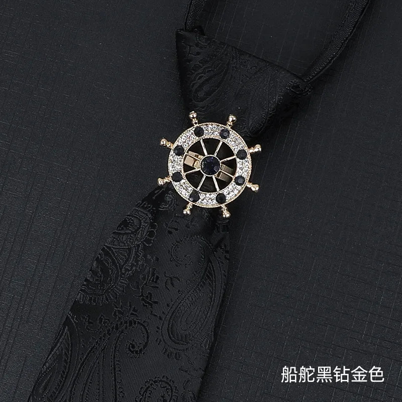 Vintage Knight Business Shirt Tie Buckle Collar Clip Tie Hoop Rudder Eagle Tie Hoop Crystal Rhinestone Jewelry Men Accessories