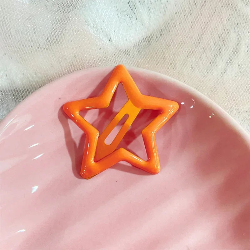 10pcs Colorful Star BB Hair Clips Girls Y2K Cute Star Barrettes Women Simple Metal Snap Clip Headdress Hair Jewelry Accessories